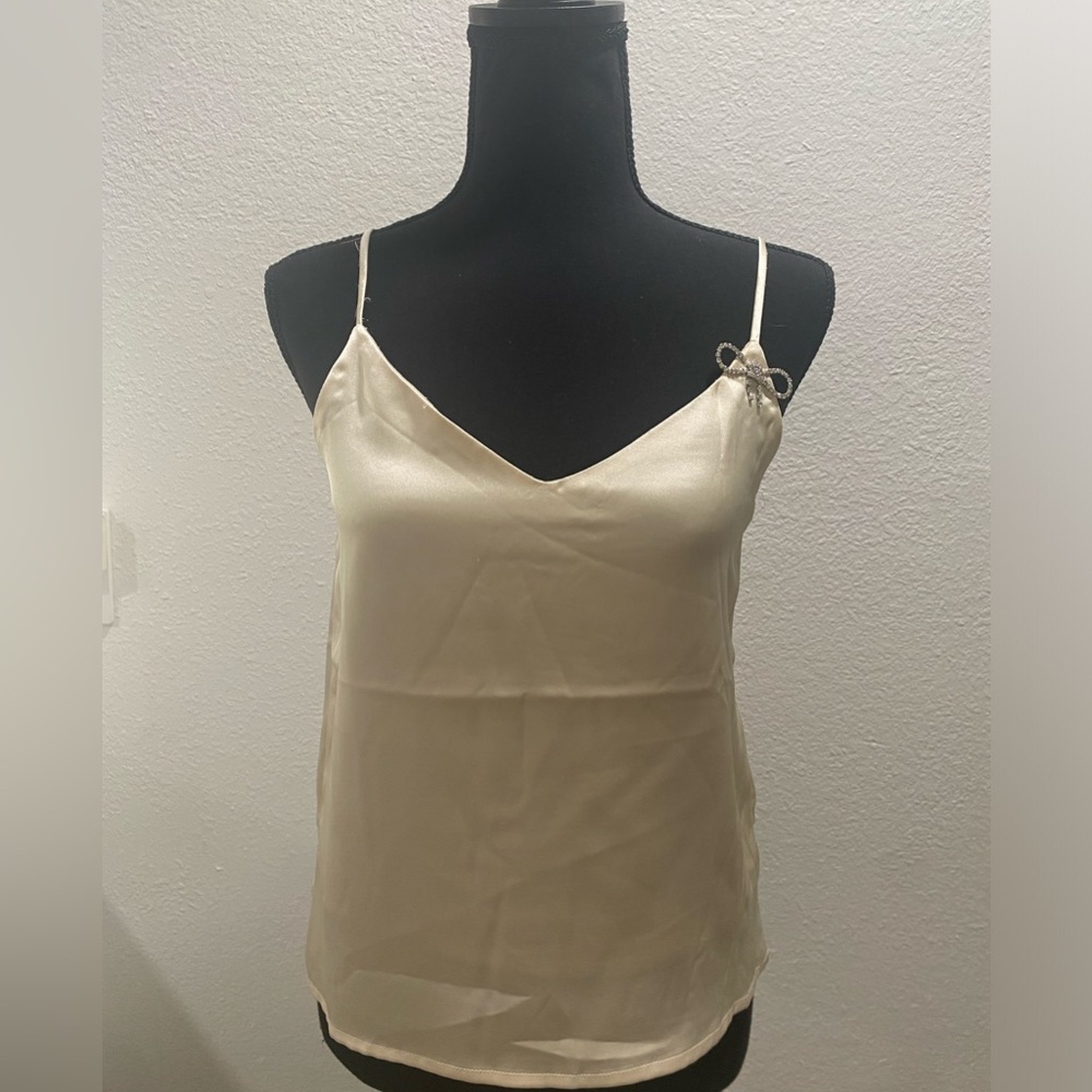 Satin Camisole with Rhinestone Bow Size XS